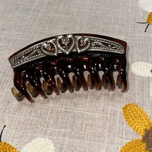 Brighton large hair clip in tortoise and silver